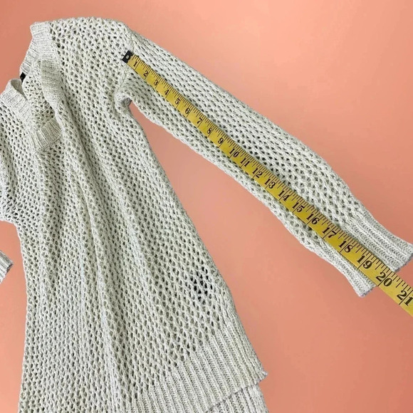 W118 by Walter Baker Cream Open Knit Pullover Sweater Women Size S Gold Thread - Picture 12 of 16